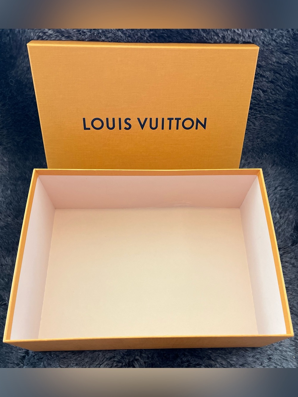 Authentic Louis Vuitton Orange Box with Navy Logo